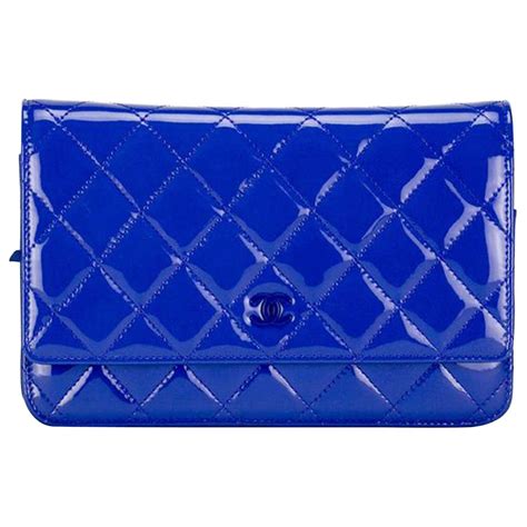 chanel blue patent leather woc|chanel handbags on chain.